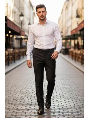 Alfani Men's Dress Pants Regular Fit Wrinkle Free Black Size 38x32 MSRP $135